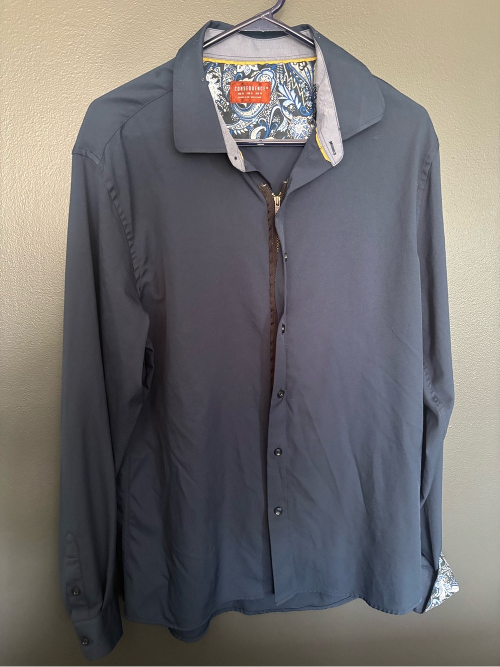 Consequence Blue Lightweight Shirt with Paisley Trim
